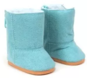 Teal Suede Boots Shoes with Fur Lining for 18 inch Doll Clothes Girl - Picture 1 of 2