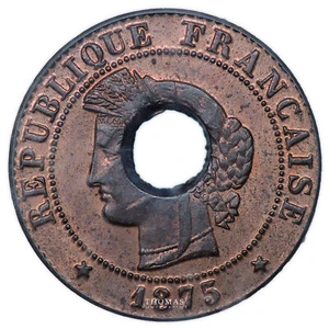 Coin France - Cochinchina - 1 centime - 1875 K Bordeaux - PCGS MS64 RB - Picture 1 of 2
