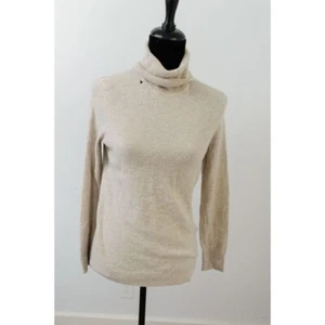 Talbots Pure Cashmere Turtleneck Sweater M Beige FLAW preppy - Picture 1 of 7