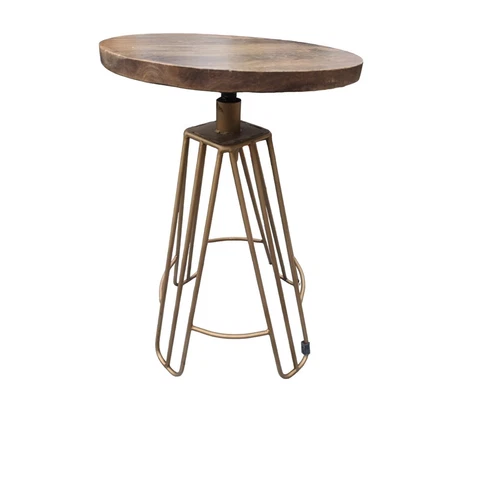 Mid Century Modern Adjustable stool Wooden seat with Metal legs Cover