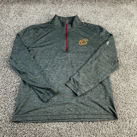 Cleveland Cavaliers Sweater Mens Medium Gray Logo Long Sleeve NBA Majestic Cover