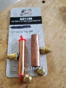 JB 1/4" Access Valve Tee Brass/Copper (1) 3/8" ID. (1) 1/2" ID NEW. open box - Picture 1 of 2