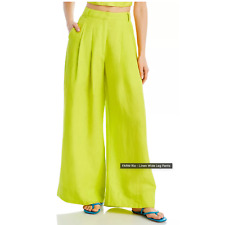 Farm Rio Lime Green Bright Neon Wide Linen Pants Size XS