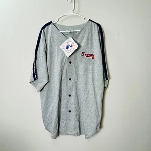Vintage 90s Atlanta Braves Jersey Style T Shirt Logo XL Baseball Athletic Wear - Picture 1 of 13