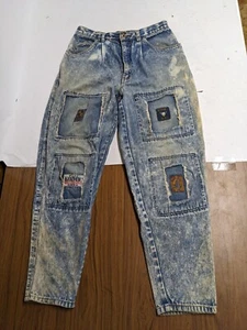 80er Vintage Kozmic Bluez Acid Wash Patchwork Jeans 33/32 - Bild 1 von 11