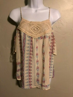 American Rag Cie Juniors Cold Shoulder Crochet Front Inset Halter Floral Top $64 - Image 1 of 4