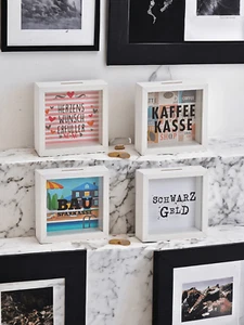 Caja de ahorros para construcción relleno de deseos de corazón caja de café dinero negro - Imagen 1 de 5