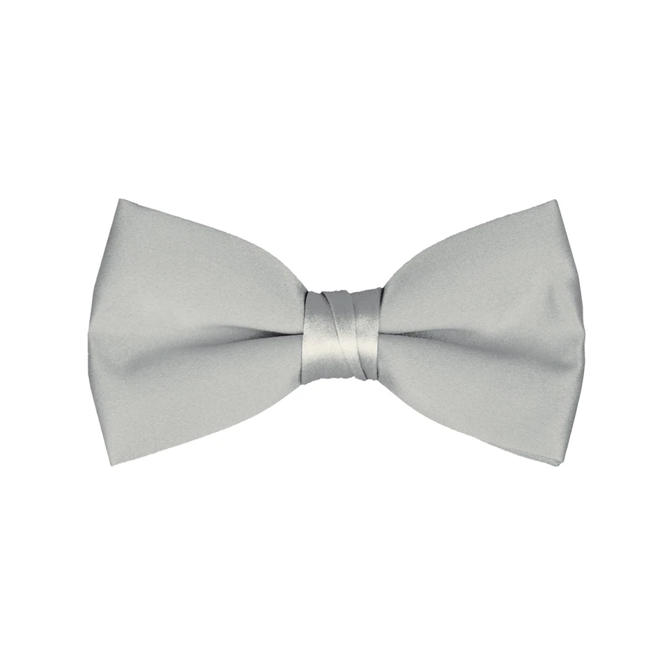 New Mens Silver Satin Tuxedo Vest Bow Tie Real Pockets MADE IN USA Best Quality - Image 1 of 1