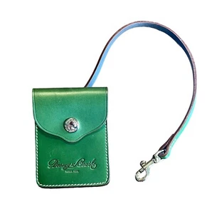 NWOT Grass Green Leather Button Close Clip-On Strap Card Holder Pouch 3" x 4" - Picture 1 of 7