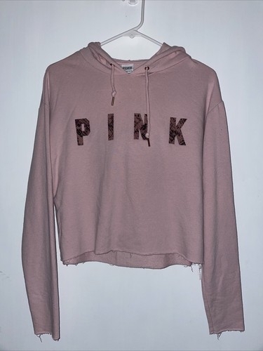 UNDERCOVER Victoria's Secret PINK Cropped Hoodie XS Pink Sweatshirt Cut Out Back