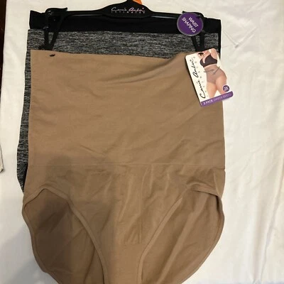 CARRIE AMBER 3Pack Smooth Waist Shaping Briefs Womens Plus 2X Black/Nude/& Mix - Image 1 of 4