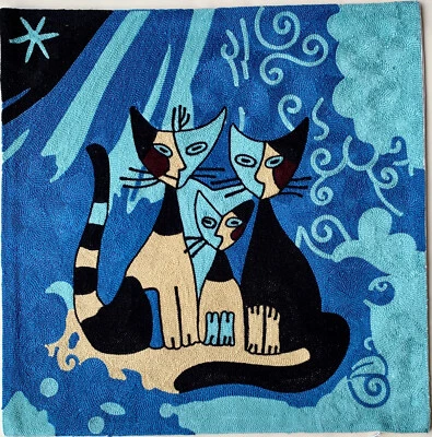 Abstract Cat Art Embroidered Throw Pillow Cover 18x18 - Image 1 of 2