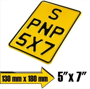 5x7 3Row Yellow Show Pressed Number Plate Novelty Kids Door Motorcycle Motorbike - Picture 1 of 4