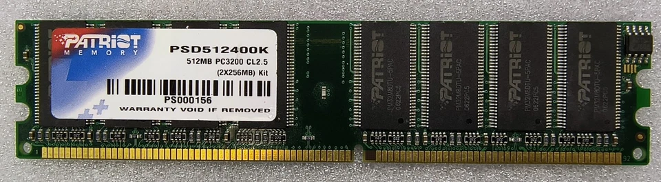 Patriot 256MB PC3200 CL2.5 DIMM - Image 1 of 1