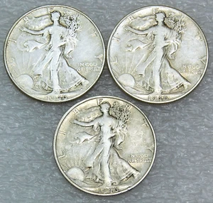 1946 P, D, S Walking Liberty Silver Half Dollar lot of 3 coins in saflip #J52 - Picture 1 of 2