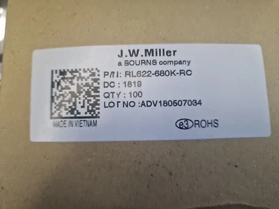 Inductores de RF Bourns - 68uH con plomo 10% 2,52 MHz 1,2 A RL622-680K-RC. Lote de 100 piezas Foto 1 de 3
