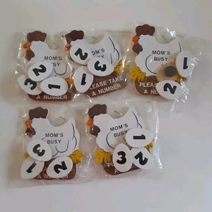 Rooster Refrigerator Magnets Lot Of 5 MOMS busy Please Take A Number Rooster Egg - Picture 1 of 6