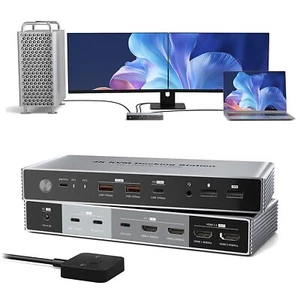 Dual Monitor KVM Switch Docking Station 4K@60Hz for 2 Computers Sharing Keybo... - Picture 1 of 7