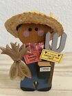 Vintage Collectible Wood Farmer Figurine Country Crafts 1994