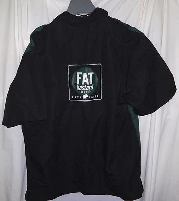 Camisa FAT BASTARD WINE LIVE LARGE para Hombre Promo Empleado Talla Grande Negra y Verde Foto 1 de 2