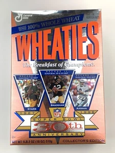 WHEATIES Cereal Box NFL SUPER BOWL 30th ANNIVERSARY Aikman Bradshaw RARE! - Picture 1 of 4