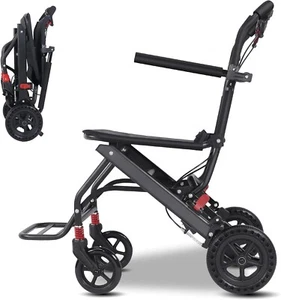 Portable Ultra-Light Folding Travel Wheelchair for Elderly w/HandBrake NEW - Picture 1 of 4