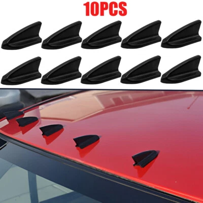 10x Shark Fin Diffuser Vortex Generator Black For Car Roof Spoiler Bumper - Изображение 1 из 4