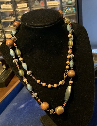 VETEMENTS Collana Perline Claire's Blu e Marrone Fibbia Aragosta Regolabile