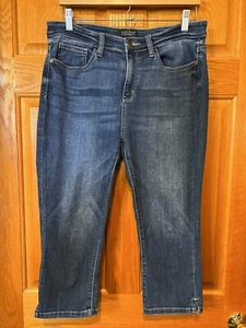Pantalones de mezclilla capri de corte ajustado azul Judy AU69 para mujer talla 13/31 - Imagen 1 de 4