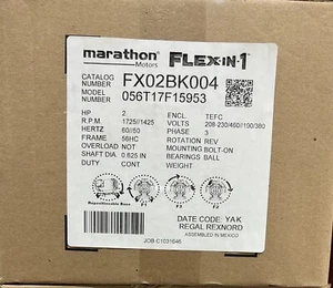 Marathon FLEX-IN-1, FX02BK004, 2HP, 1725RPM,208-230/460V - Picture 1 of 1