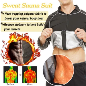 Men's Neoprene Shirt Body Shaper Waist Trainer Sauna Suit Sweat Vest Tank Top - Picture 1 of 18