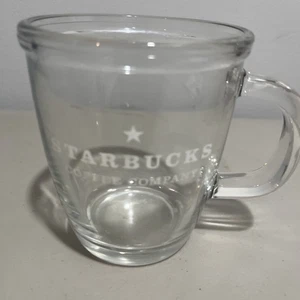Vintage Tazza da caffè 16 oz Starbucks Coffee Company stella bianca vetro trasparente 2001  - Foto 1 di 3