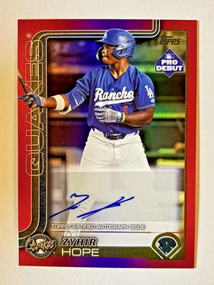 2025 Topps Pro Debut Fuchsia 118/199 Auto Zyhir Hope #PD-139 Quakes - Image 1 of 2