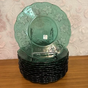 Princess House Fantasia Weihnachtsstern Smaragdgrün 8" Mittagessen Salatteller 12 Neu mit Etikett - Bild 1 von 11