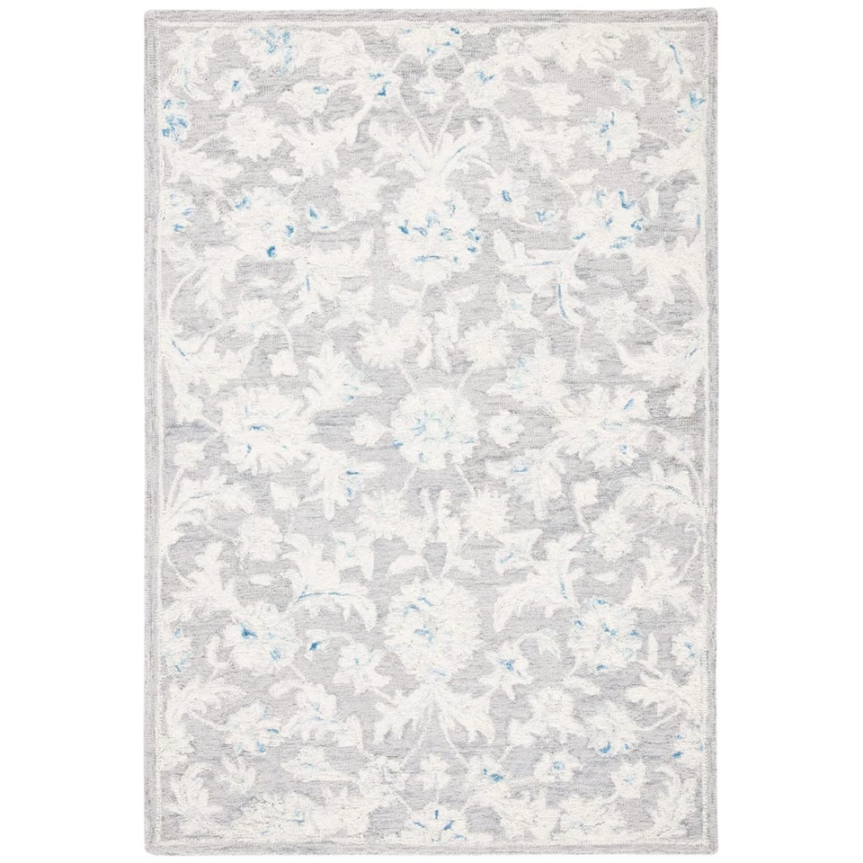 Акцентный ковер Micro-Loop Collection — 2 фута 3 дюйма x 5 дюймов, серый и цвета слоновой кости, деревенский ручной работы... - Изображение 1 из 1