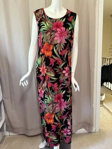 Chico's Travelers Maxikleid geblümt bunt ärmellos Größe 3 - Bild 1 von 8
