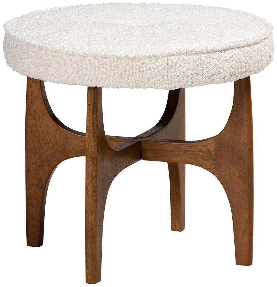 Baxton Studio Theo Cream Tufted Fabric Ottoman Footstool - Image 1 of 1