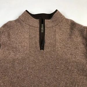 L.L. Bean Sweater 2XLT TALL Brown 100% Merino Lambs' Wool Knit Mock Neck MINT - Picture 1 of 8