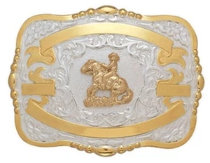 Crumrine Western Belt Buckle Boys Reiner Bead Edge 3 1/4 x 4 1/2 38426 - Picture 1 of 1
