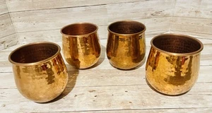 4z Mexican Hammered Copper Cups 4 Vasos De Cobre Mexicano - Picture 1 of 8