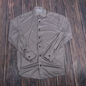 Collars & Co Hemd Herren mittelbraun grau eleganter Kragen Polo Hahnentritt LS - Bild 1 von 6