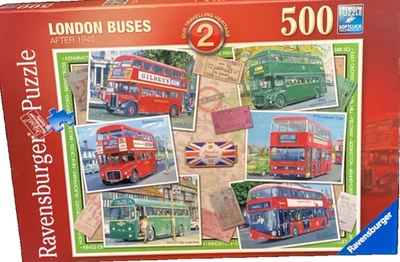 Ravensburger 500 pc: London Buses after 1945, 2016 jigsaw puzzle Rare Vintage - Image 1 of 2