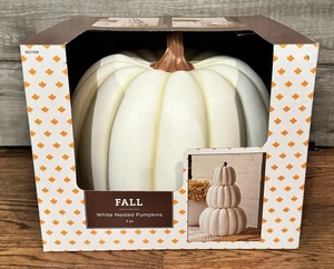 Hobby Lobby Anidación Apilable BLANCO Juego Calabaza Otoño Halloween Decoración NUEVO - Imagen 1 de 5