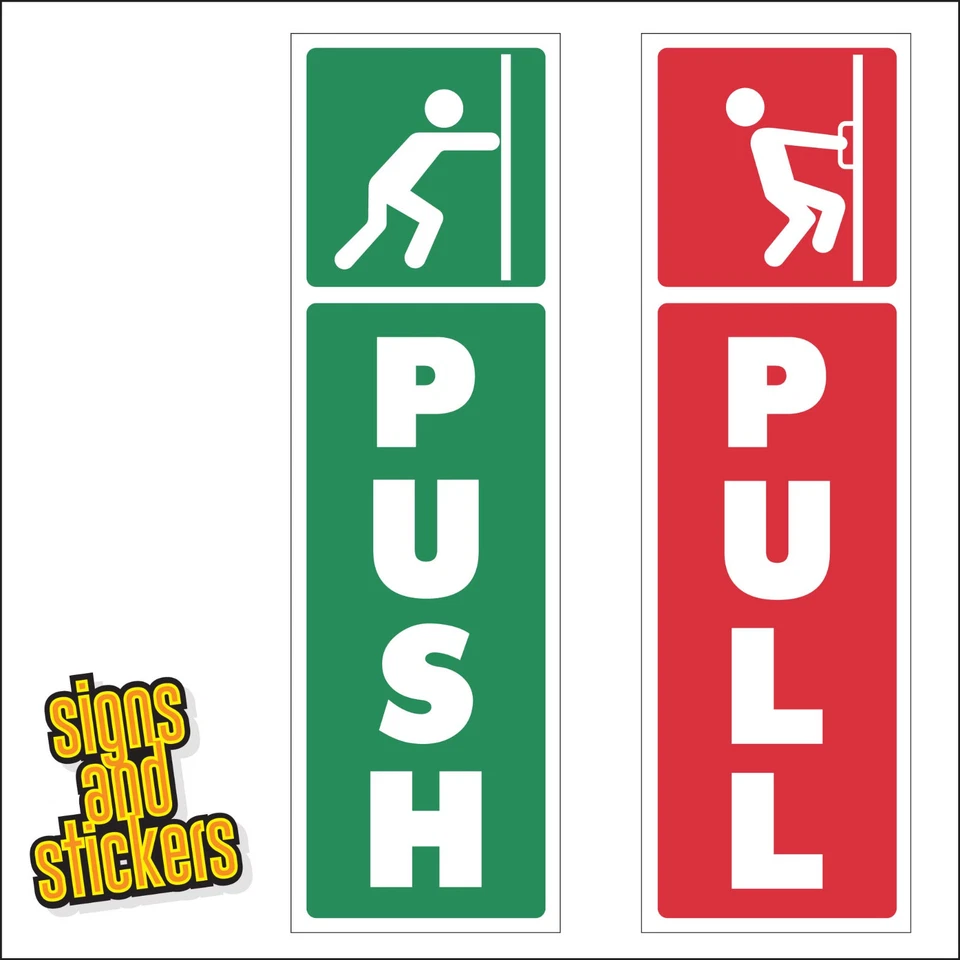 Push and Pull Door Window Vinyl Sticker Decal Visual Information guide