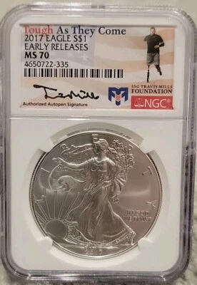 💥2017 ASE TOUGH AS THEY COME NGC MS70 ER SSG Travis Mills💥 - Image 1 of 4
