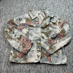 Coldwater Creek Floral Button Up Womens Size PM Long Sleeve Made In USA - READ - Picture 1 of 8