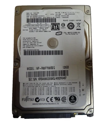 120 GB SATA FUJITSU MHY2120BH S/N: K4UT8126B2B  2,5 " #NFP1023 - Bild 1 von 2