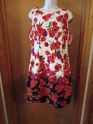 Ladies "Chaps" Size 8, Multi Color, Floral,Sleeveless,Sheath,Knee Length, Dress - Image 1 of 2