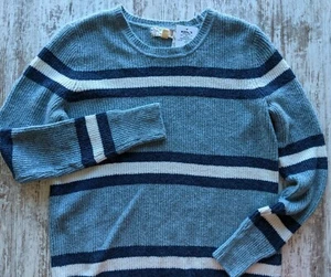 NEW Pink Republic blue combo M women sweater long sleeve soft stripe RET $40 - Picture 1 of 8