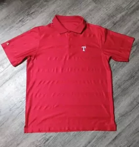 Texas Rangers Polo Shirt Mens Large Red Striped Antigua Golf Performance Polo - Picture 1 of 11